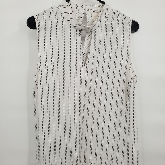 Chico's Sleeveless Ruffle Tunic Top Women Size 2 US L Summer Casual Stripe - Picture 3 of 10